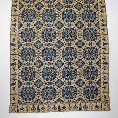 Coverlet; tied half doublecloth; 1842