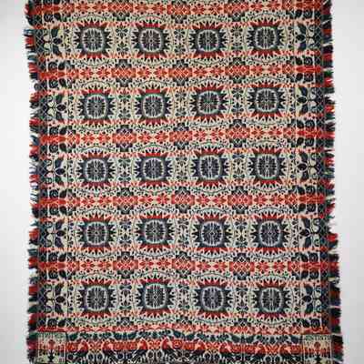 Ohio coverlet; tied half doublecloth; 1845