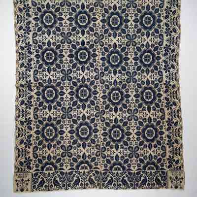 Coverlet; tied half doublecloth; Samuel Hicks