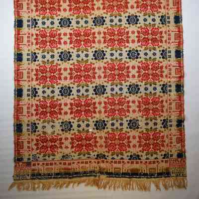 Pennsylvania coverlet; tied half doublecloth; Jacob Lutz 1834
