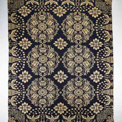New York coverlet for M. Bookhout, doubleweave, "Agriculture & Manufactures" 1833