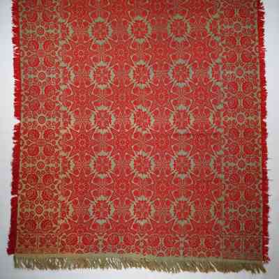 Pennsylvania coverlet; tied half doublecloth; Rudolph Forry 1847