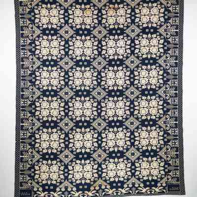 New York coverlet for Rebecca Stout, doubleweave, 1839