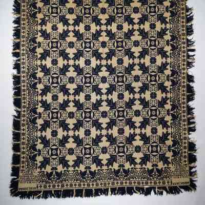 Pennsylvania coverlet; tied half doublecloth; Samuel Turnbauch 1848