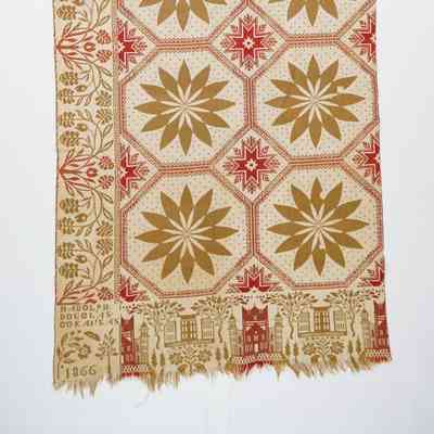 Kansas coverlet; doublecloth; Henry Adolph 1866