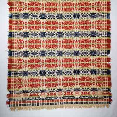 Coverlet; tied half doublecloth; John Shearer 1844