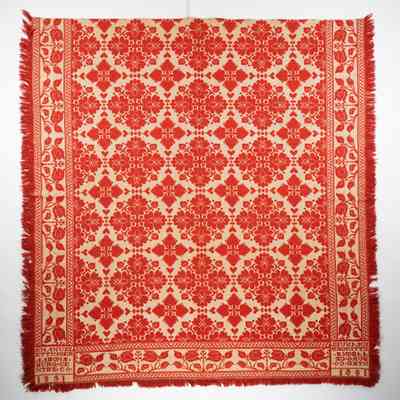 Pennsylvania coverlet by Emanuel Ettinger, 1851, tied beiderwand