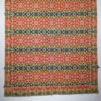 Pennsylvania coverlet; tied half doublecloth; Martine Hoke 1847