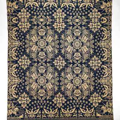 New York coverlet by James Cunningham, 1847, doubleweave