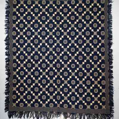 Geometric coverlet; doublecloth