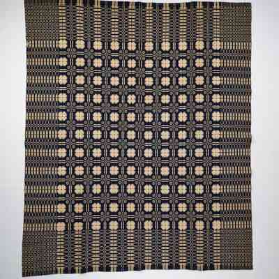 Geometric coverlet; doublecloth