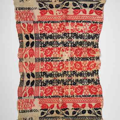 Pennsylvania crib coverlet by Solomon Kuter, 1843, tied beiderwand