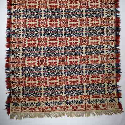 Pennsylvania coverlet; tied half doublecloth; Peter Shellenberger 1839