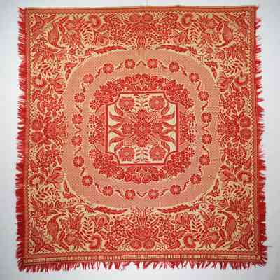 Pennsylvania coverlet; half doublecloth; Fliehr & Boettger