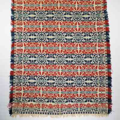 Ohio coverlet; tied half doublecloth; Moses Stierwalt 1851