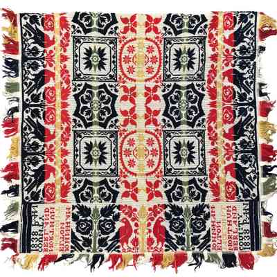 Pennsylvania crib-coverlet by John Hamelton, 1838, tied beiderwand