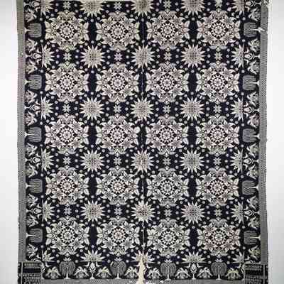 New York coverlet by Conger (attr.) for Rebecca Johnson, 1837, doubleweave