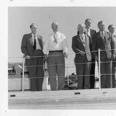 C. Ray Christianson and group at christening of Chicago Fireboat 1949