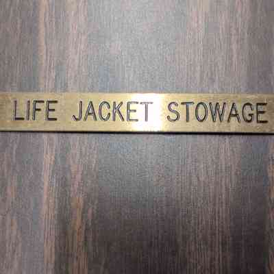 Life Jacket Stowage Nameplate