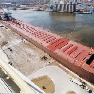 Arial of self-unloader Burns Harbor docked