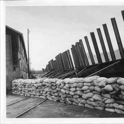 Sandbags at launching area November 22, 1952
