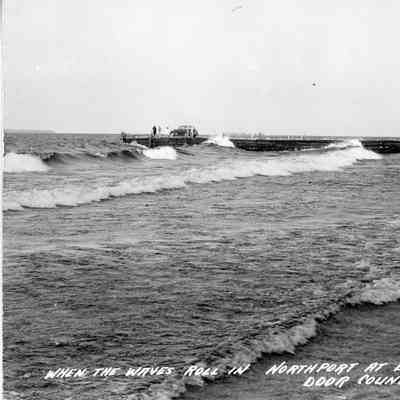 When the waves roll in Northport at Death's Door Postcard
