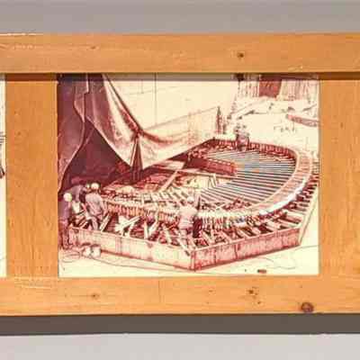 Framed photographs of MCM Midship Frame Lamination Process