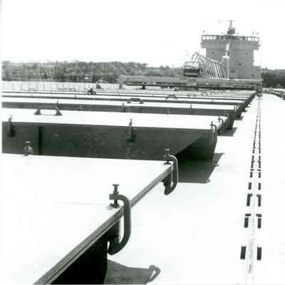Deck and pilothouse of H. Lee White during Bay Shipbuilding open house 1974
