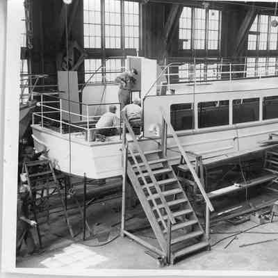 Ferry under construction in a workshop