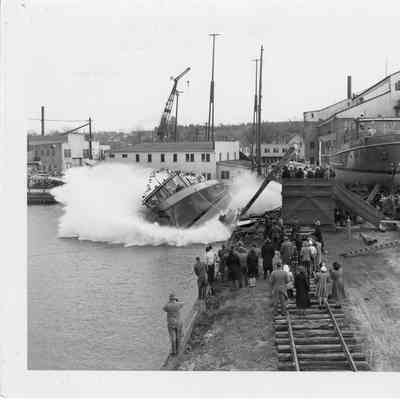 Ship being launched at SBSB&DD Co.