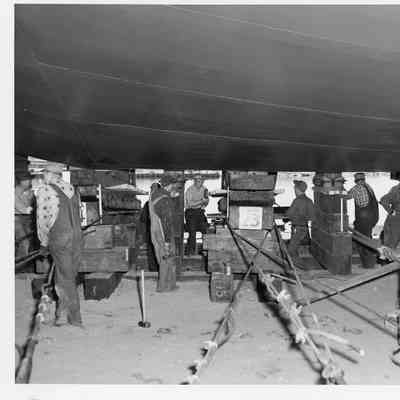 LST-1170 on launching blocks at Christy Corp May 22, 1954