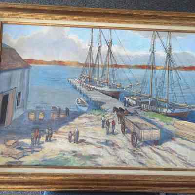 Little sturgeon bay pier oil painting