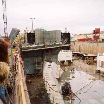 Oil barge being built at Bay Shipbuilding 2008