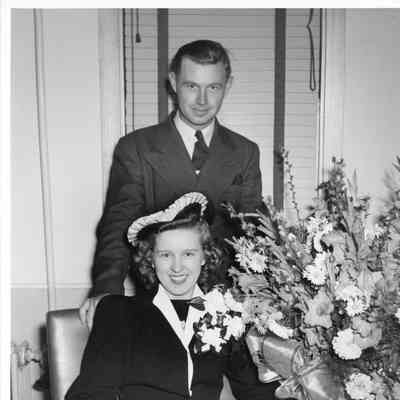 Oswald and Violet Stengel at christening of CF-127 at Sturgeon Bay Shipbuilding and Drydock Company September 9, 1943