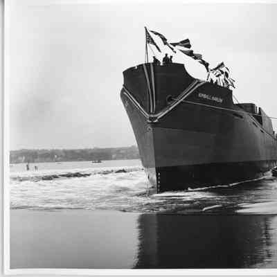 Kimball Harlow post-launch at Leathem D. Smith Shipbuilding Co.