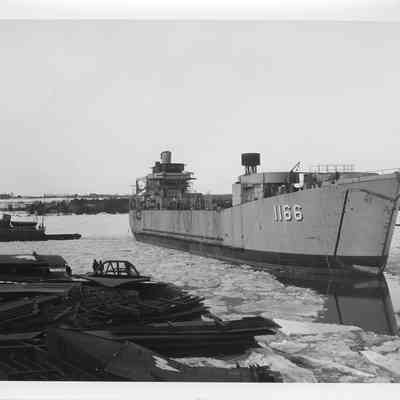 LST-1166 in icy water March 7, 1953