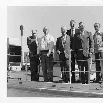 C. Ray Christianson and group at christening of Chicago Fireboat 1949