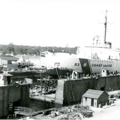 USCG Ice Breaker Mackinaw in drydock at Bay Shipbuilding 1974