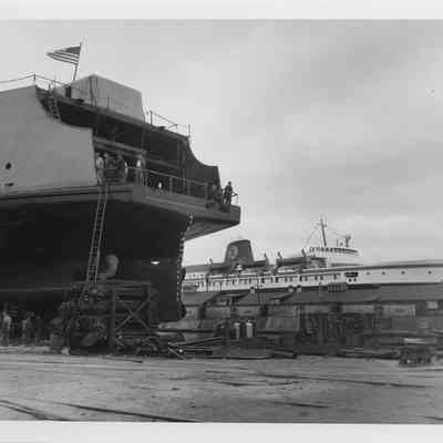 Stern view of Badger pre-launch with Spartan in background September 6, 1952