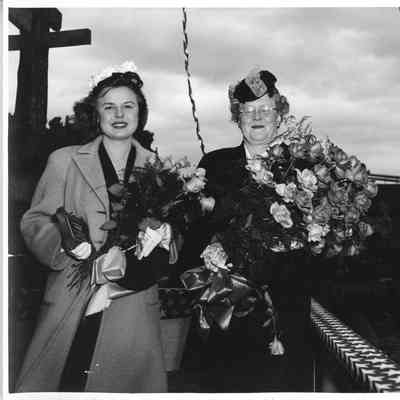 Mrs. Gertrude Kuehn and miss Marion Writt at Christening of YW-128