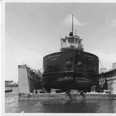 US Engineer Department vessel in floating drydock