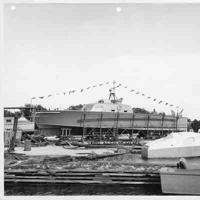 P-574 in cradle at Peterson Boat Works September 30, 1944