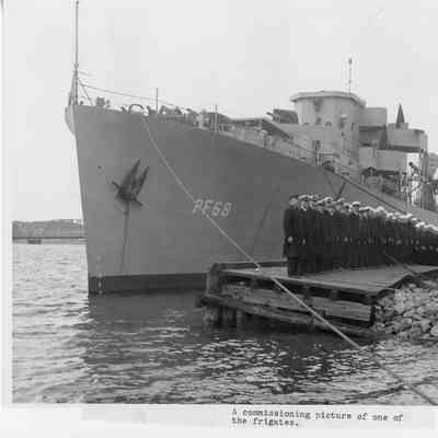 Commissioning photo of PF-68 Brunswick at Leathem D. Smith Shipbuilding Co. 1944