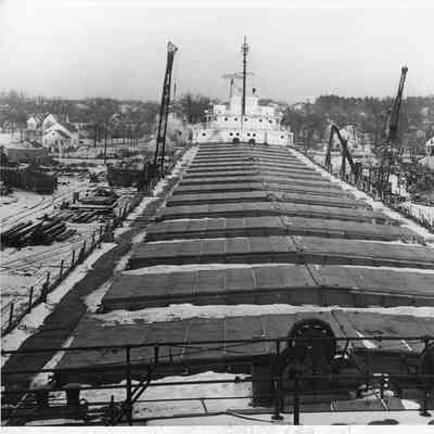 deck of boat at shipyard