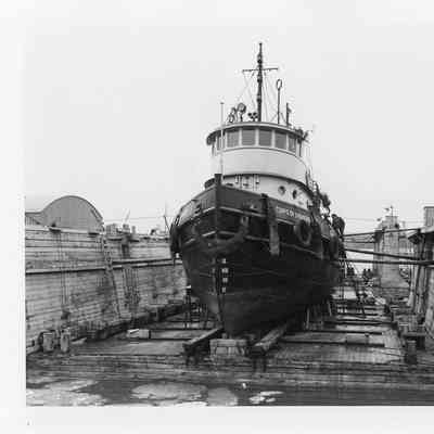 Corps of Engineers Tug in floating drydock