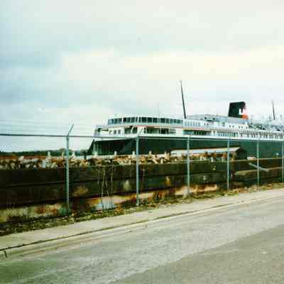 Stern view of C&O Carferry Badger at Bay Shipbuilding graving dock 1997