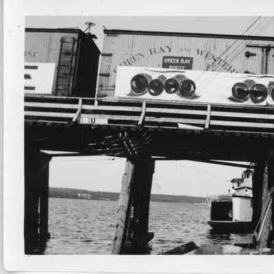 Green Bay and Western Railroad oars on trestle of Leathem and Smith Railroad Bridge