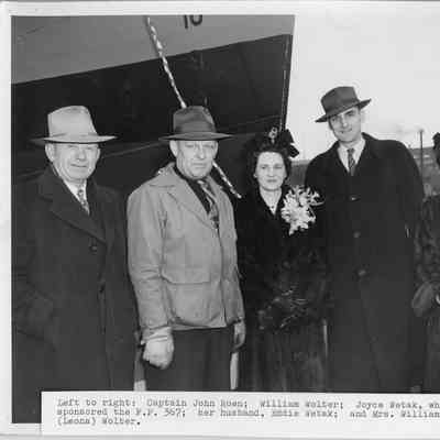 Group photo of John Roen, Mr. and Mrs. Wolter, Mr. and Mrs. Wetak at FP-367 christening