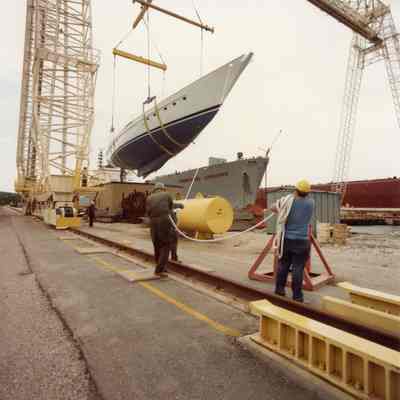 Ondine suspended under crane