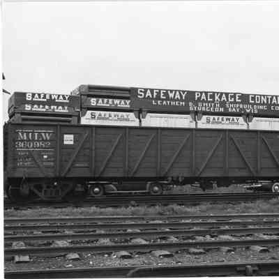 Safeway container inside of Milwaukee Road freight car